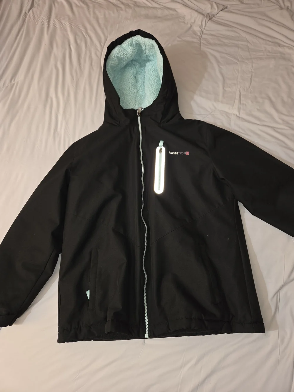 Swiss Tech Black Jacket with Light Blue Lining